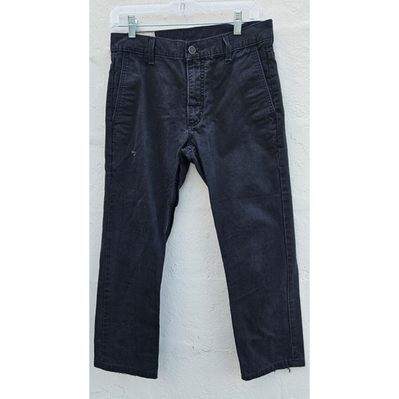 Levis Mens Jeans 30 X 32 Black Original Riveted Straight Leg Work Pants Cotton - Picture 1 of 11